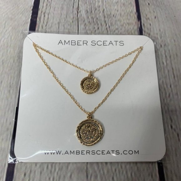 $75 NEW AMBER SCEATS Gold Double Coin Necklace - Picture 5 of 7